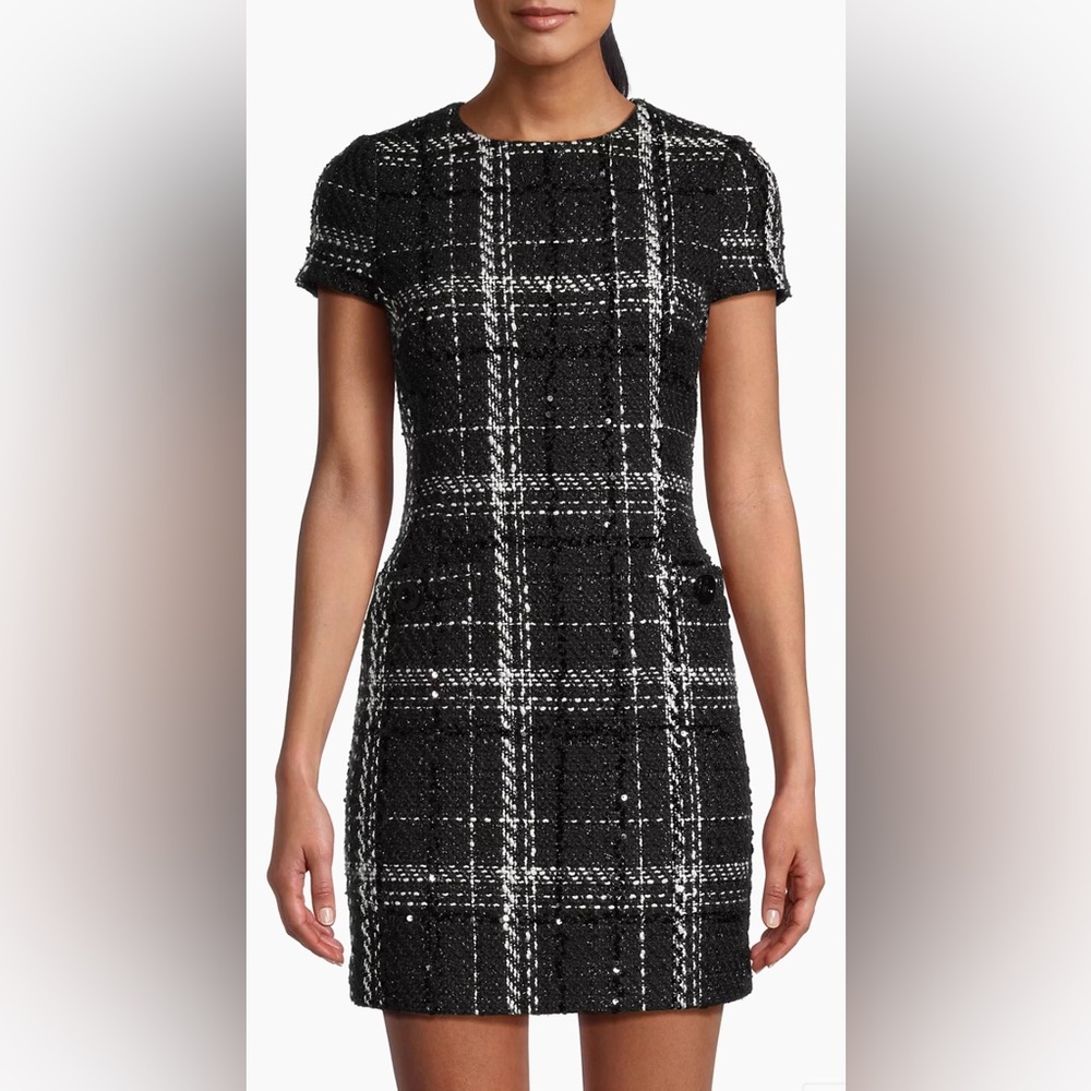 Toccin NWT Annie Plaid Tweed Short-Sleeve Dress - Picture 1 of 9